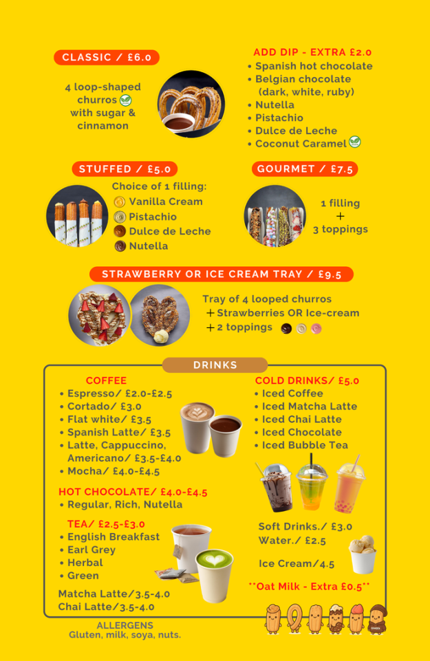 Churros Camden Menu 2023